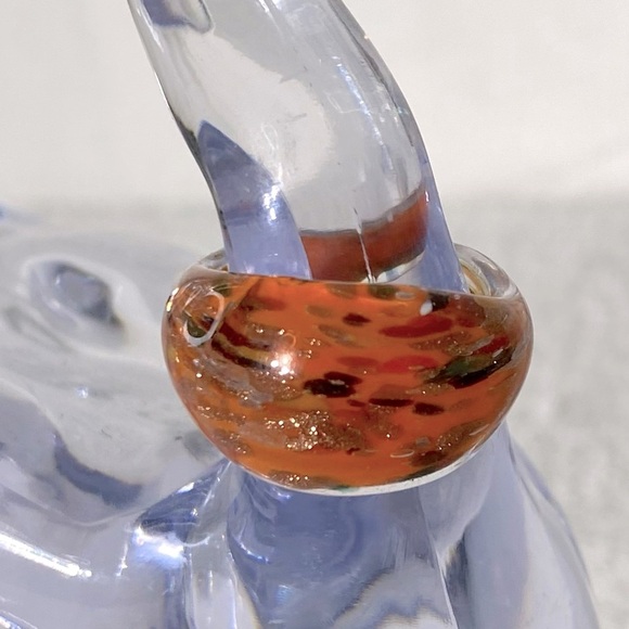 Vintage Art Glass Handmade Orange Black Gold Band Ring - Picture 2 of 14